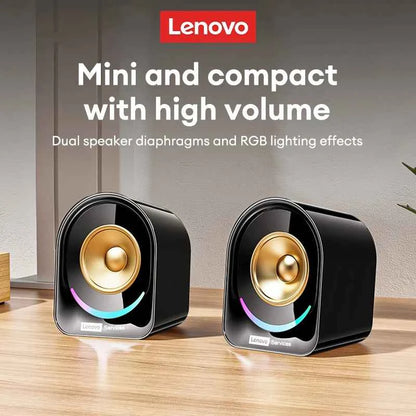 New Lenovo A02 Wireless Bluetooth V5.4 Speaker With Dual Mode RGB Light Wired Loudspeaker Vibrant Stereo Sound Camping Soundbox