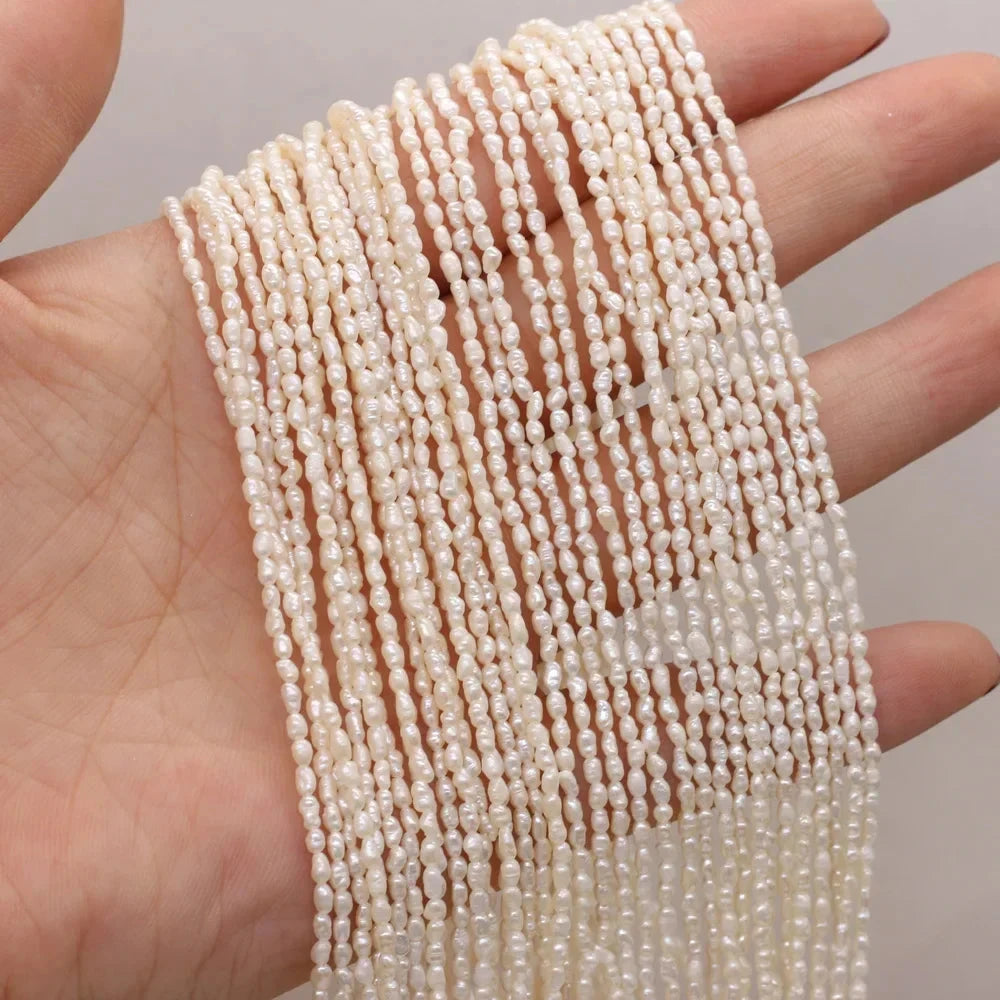 Natural Freshwater Pearl Beads Rice shape Loose isolation Beads For jewelry making DIY necklace bracelet accessories Size1.8-2mm - AMULET RING STORE