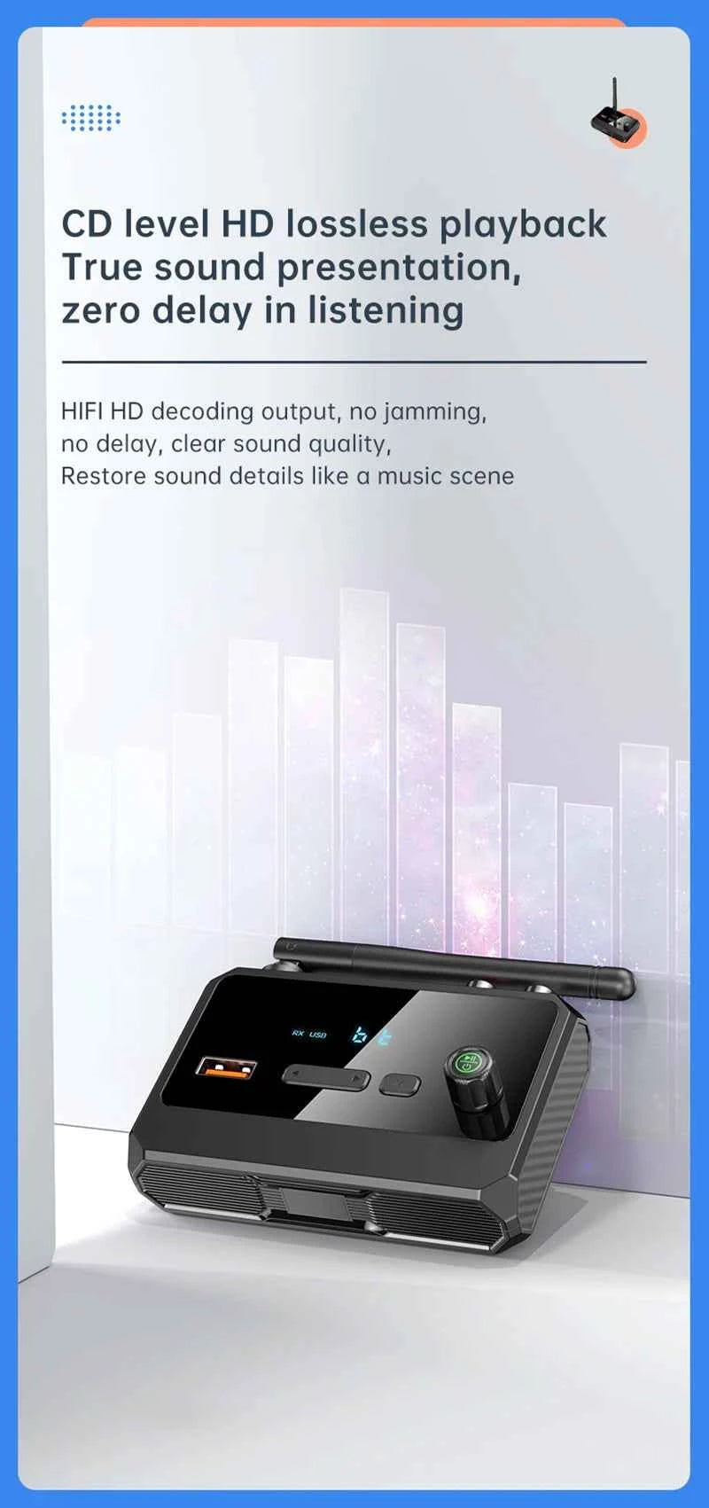 Bluetooth 5.3 Audio Receiver USB U-Disk Play Stereo Wireless Adapter R/L 2 RCA/3.5MM AUX/Optical Fiber Jack For Car Kit Speaker