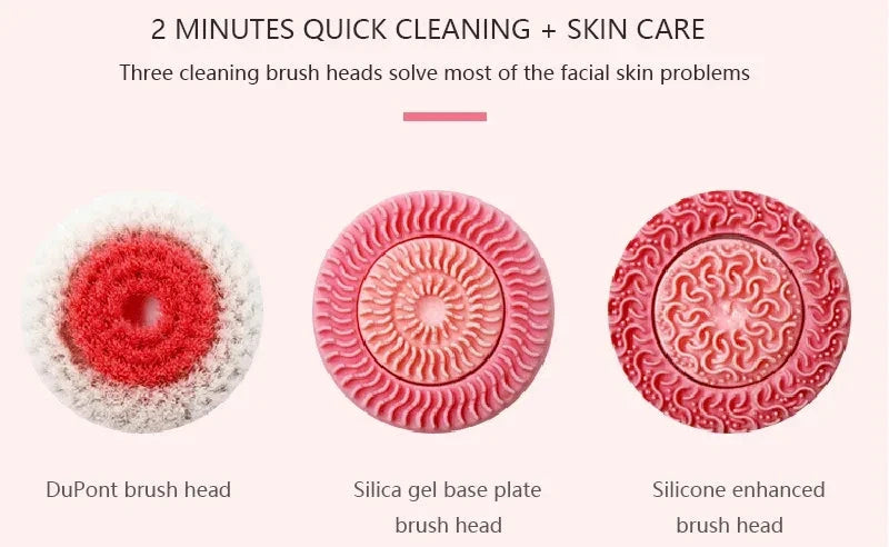 3 In 1 Electric Cleansing Brush Vibrations Facial Cleaner Face Massager Sonic Rotating Cleansing Brush Face Deep Cleansing Tool