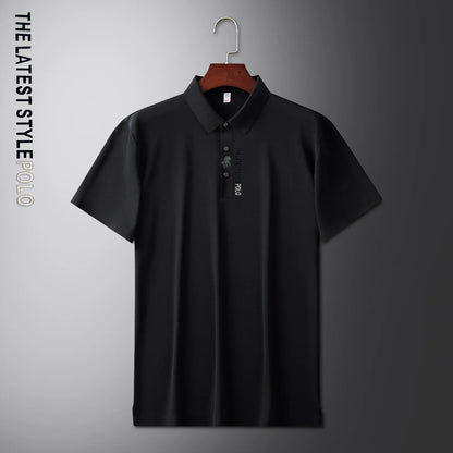 Ice Silk Polo Shirt Short Sleeved Letter Printing T-shirt New 2024 Summer Men's Clothing High-grade  Shirts