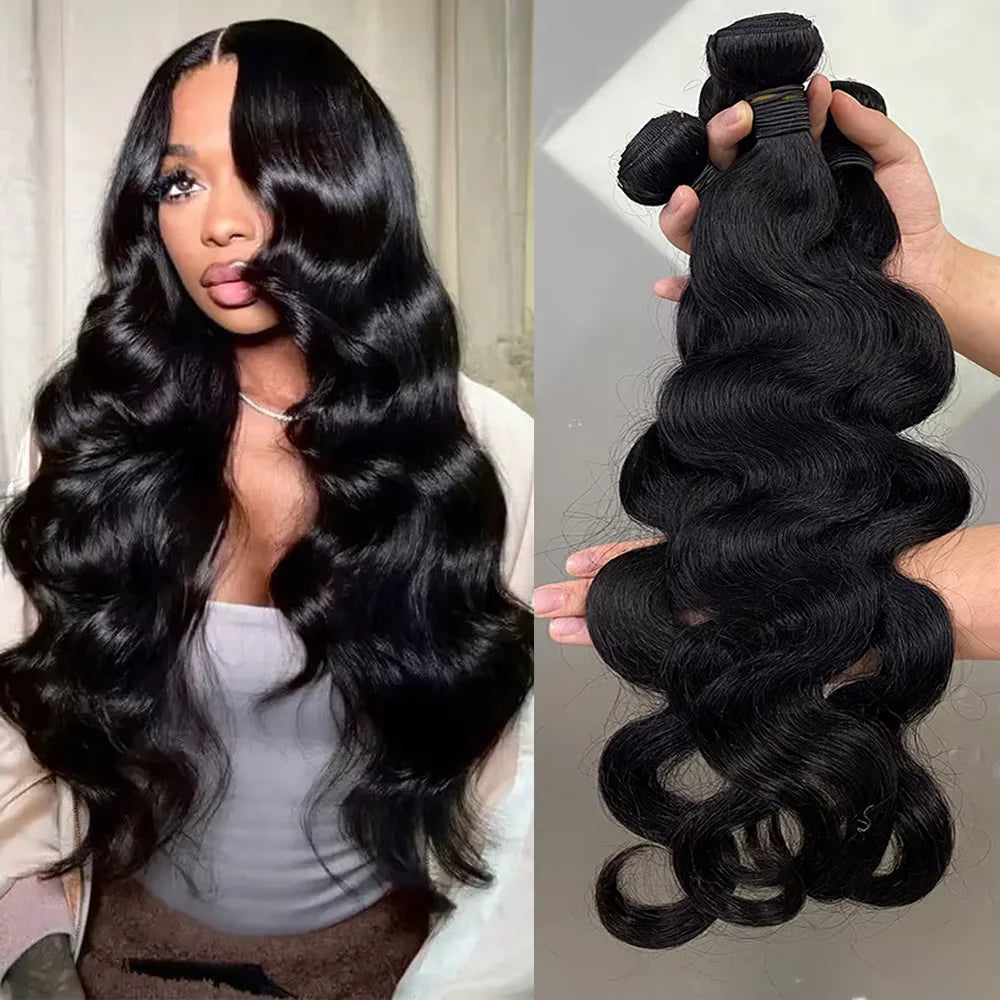 24inch Body Wave Human Hair Bundles 100% Brazilian Raw Human Hair 1/3/4 Bundles for Women 10A Thick Bundles 3 Days Delivery