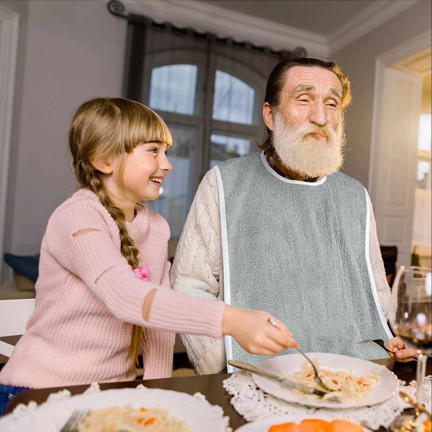 1/2pcs Adjustable Adult Bib Machine Washable for Elderly Adults to Prevent Drooling and Spills Adult Bibs for Eating Nursing Bib - AMULET RING STORE