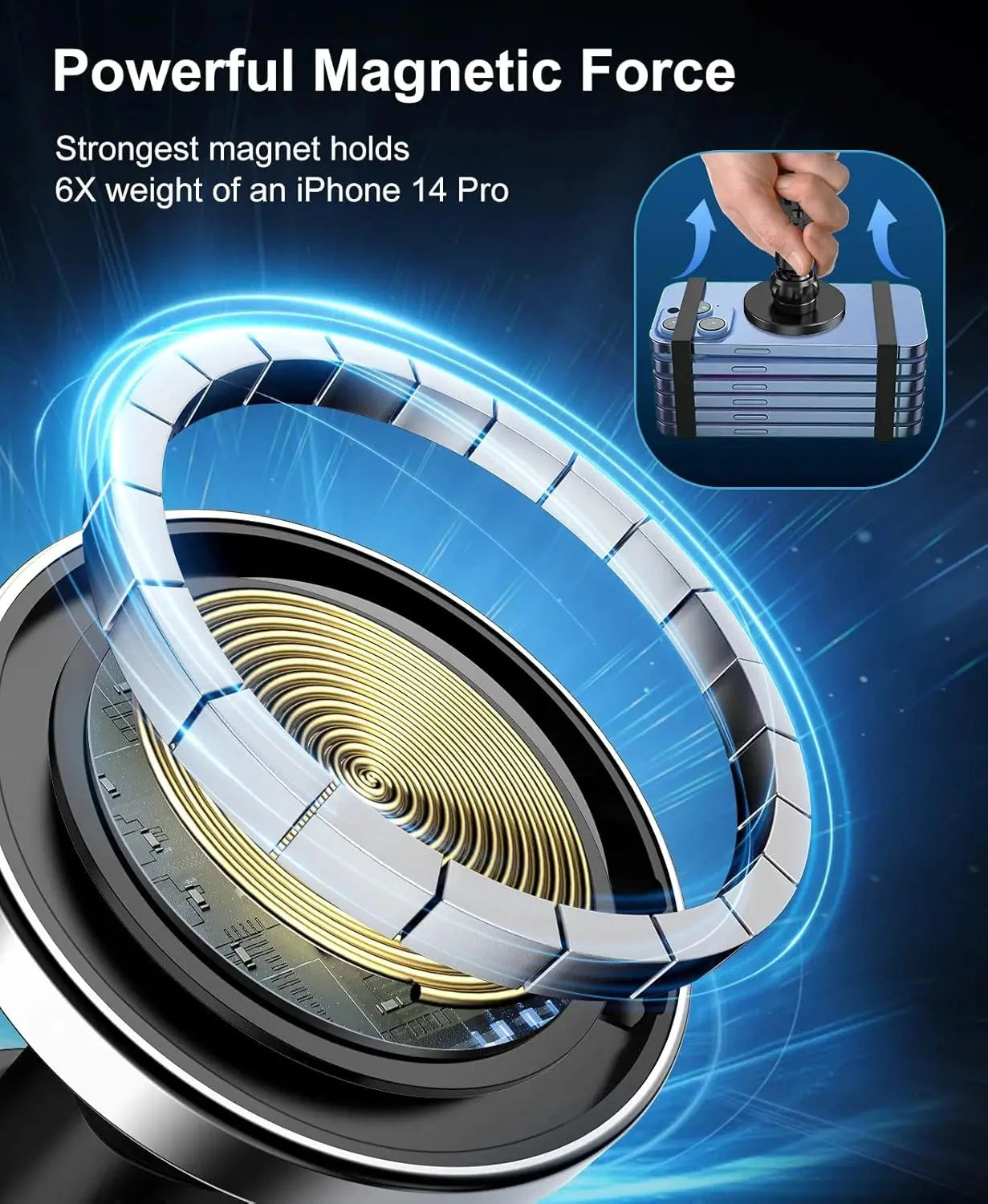 UYUXIO Air Vent Fast Charging Car Mount Phone Holder with Magnet 15W Magnetic Wireless Car Charger for iPhone 16 15 14 13 12