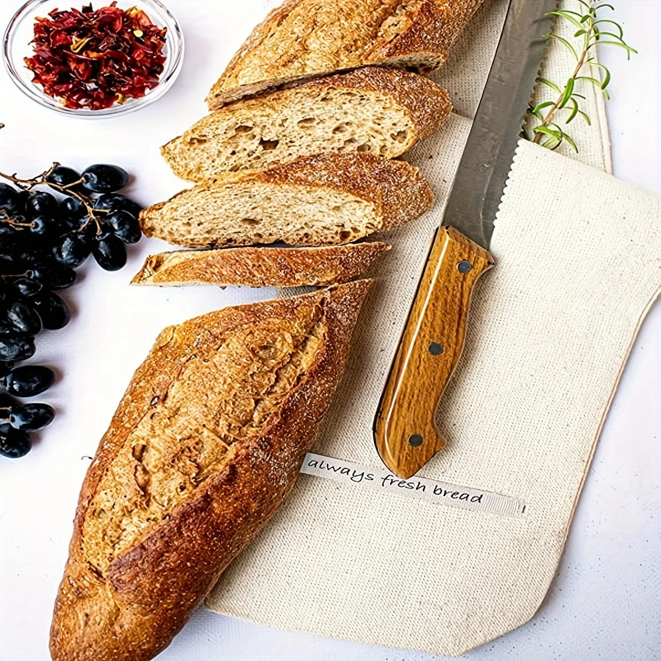 1/6pcs Reusable Linen Bread Bag Baking Storage Container for Toast Unbleached Preservation Bag with Drawstring Kitchen Organizer - AMULET RING STORE