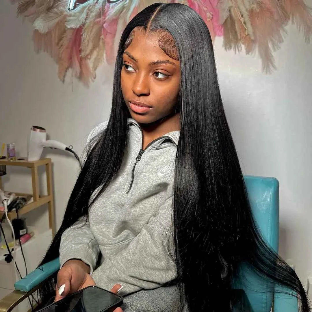 300% High Density Straight Human Hair Wigs 13x6 13x4 HD Lace Front Wig Brazilian 40 46 Inch 360 Full Lace Frontal Human Hair Wig