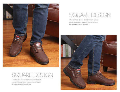 FUQIAO Hot Fur Men's Casual Shoes Warm Flats British Style Leather Footwear Comfort Non-slip Winter Boots Men Plus Size 46