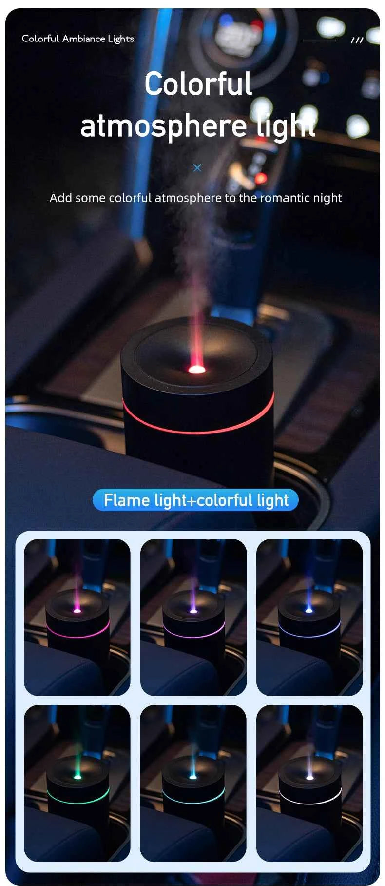 Colorful Car USB Mounted Diffuser Machine Mini Portable Automatic Spray Wireless Car Mounted Home Aromatherapy Humidifier