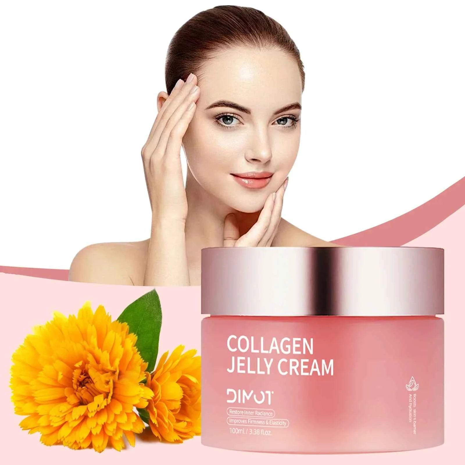 DIMOT Collagen Jelly Cream Niacinamide Tightening Soothing Moisturizing Anti-Aging Firmness Hydration Skincare Face Gel 100ml