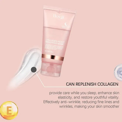 Collagen Overnight Wrapping Peel Off Facial Mask, Korean Collagen Night Wrapping Mask Deeply Hydrates Night Care Mask Cream 75ml - AMULET RING STORE