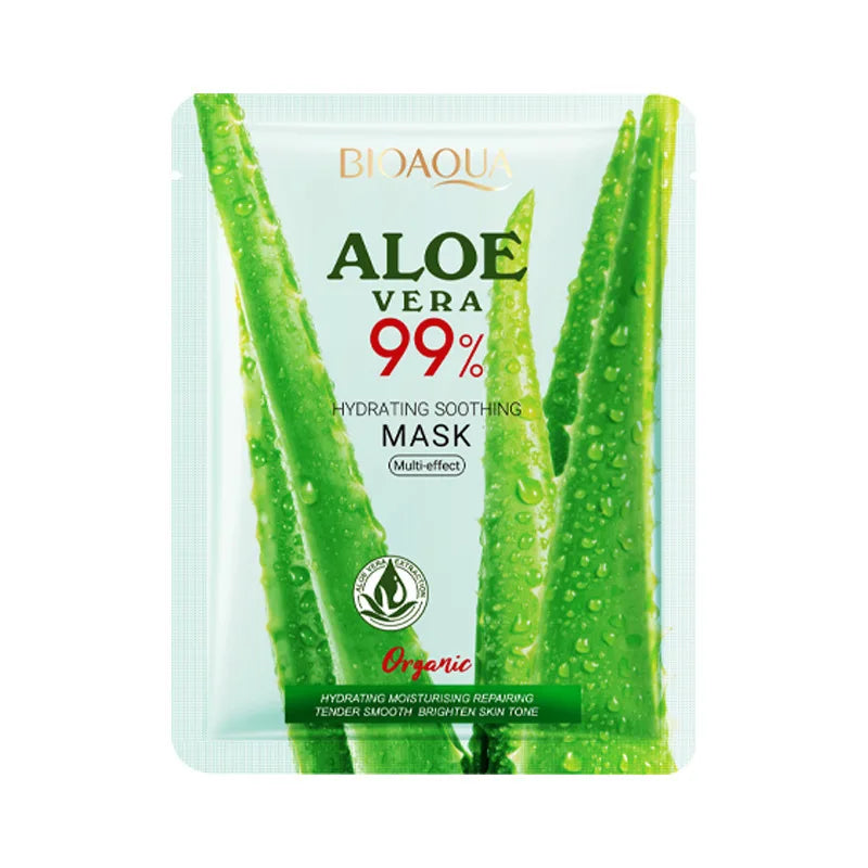 5/10pcs BIOAQUA Aloe Vera Moisturizing Facial Masks for Face Skin Soothing Brightening Firming Hydrating Facial Masks Skin Care - AMULET RING STORE