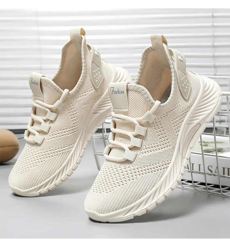 2025 Women's Shoes Summer Women's Shoes Flying woven casual shoes Comfortable breathable women's sneakers - AMULET RING STORE