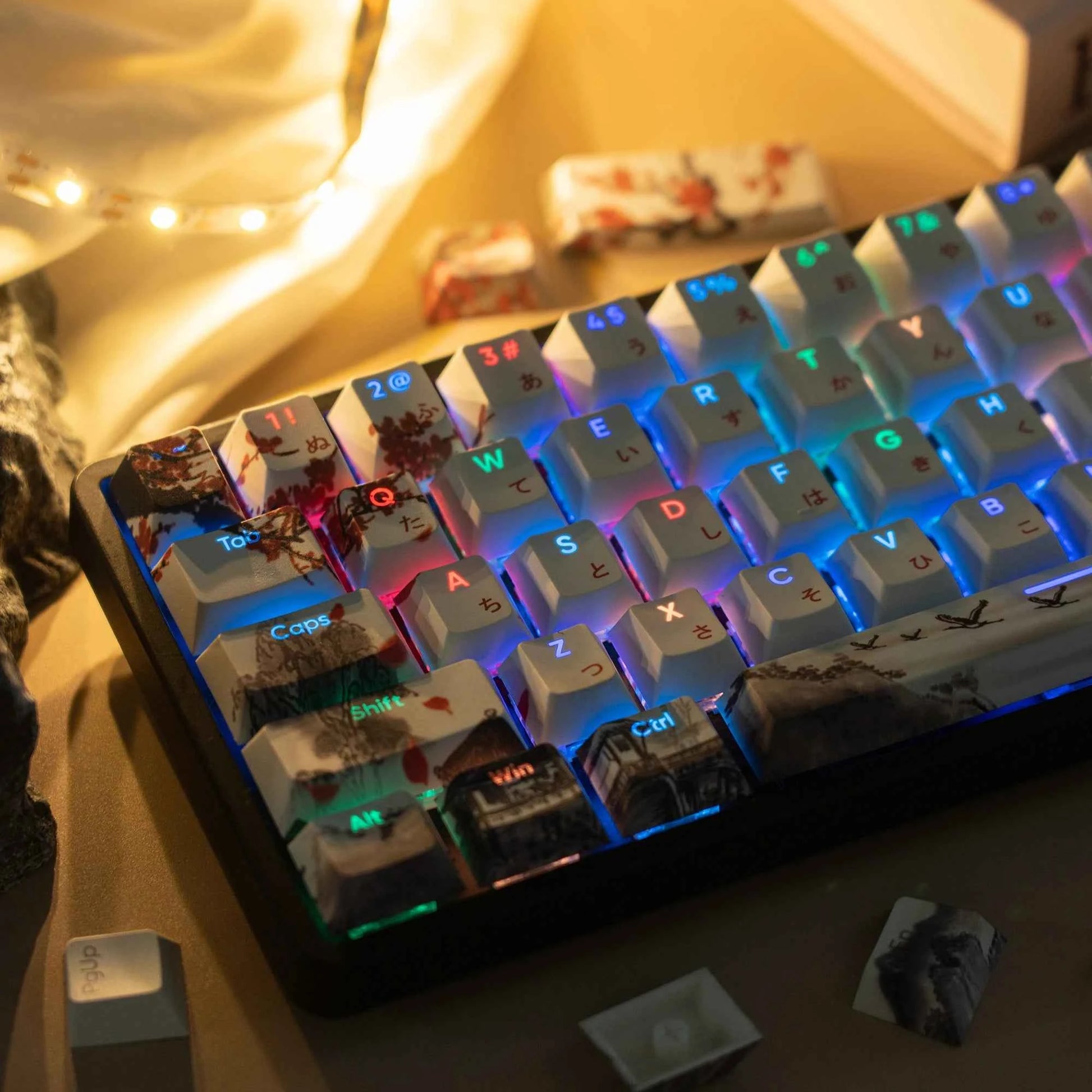 127 Keys Plum Blossom Top Backlit Cherry Profile Keycap PBT Keycap Dye-Sub Cherry MX Switches For Gamer Mechanical Keyboard