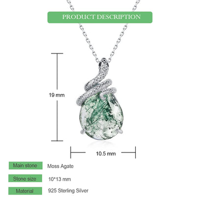 WES 100% 925 Silver Natural Unique Boho Moss Agate Pendant Necklace for Woman Earth Day Forest Jewelry Engagement Gift Wholesale - AMULET RING STORE