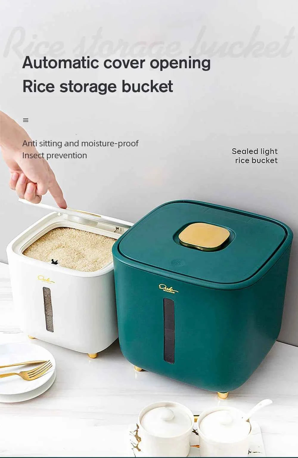 Moisture Proof Insect Proof Rice Box 5/10KG Grain Sealed Jar Kitchen Container Bucket Storage Pet Dog Food Box with Bullet Lid