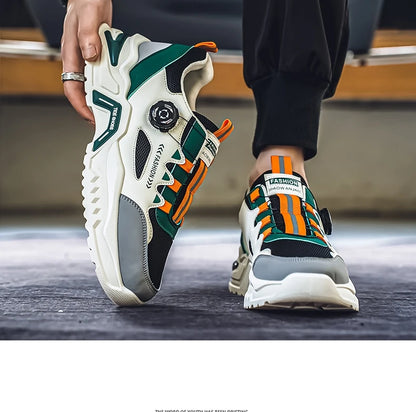 Men's Korean rotating buckle fashion casual sports shoes four season soft soled non slip outdoor running shoes student sneakers - AMULET RING STORE