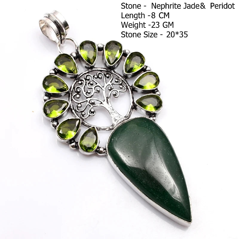 Genuine Blue Topaz Citrine Glass Agate Jasper Amethyst Pendant