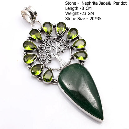 Genuine Blue Topaz Citrine Glass Agate Jasper Amethyst Pendant