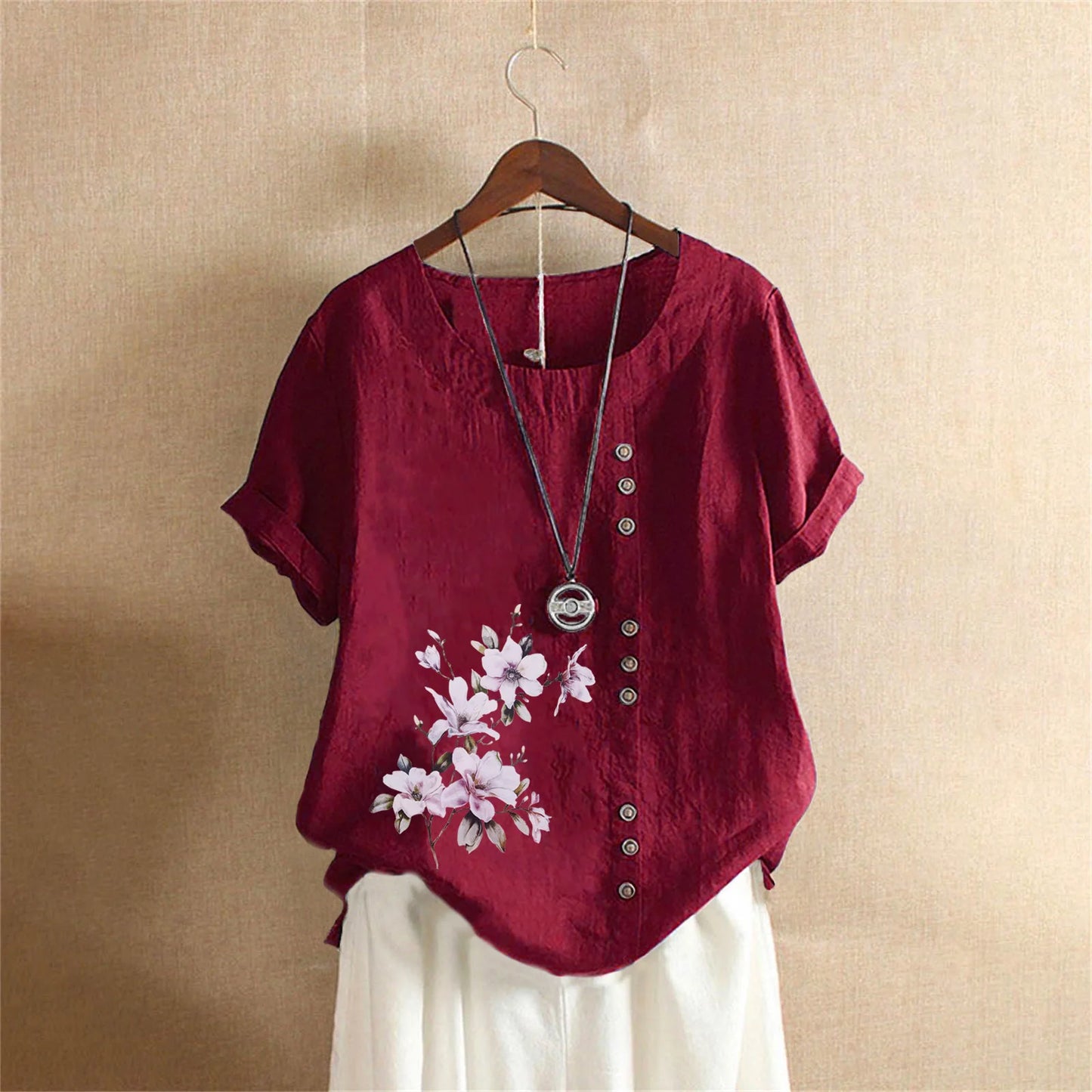 Cotton Linen T Shirt Women's Clothing Summer Retro Ladies Tops Tee Casual Loose Short Sleeve T-shirt Woman Ropa Blusas Tshirt