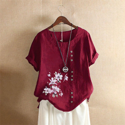 Cotton Linen T Shirt Women's Clothing Summer Retro Ladies Tops Tee Casual Loose Short Sleeve T-shirt Woman Ropa Blusas Tshirt