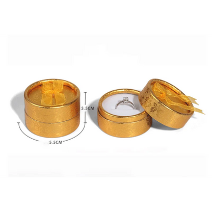 Small Bowknot Round Ring Box Jewelry Display Case Jewelry Storage Organizer Gift Packaging Box 5.5*3.5cm - AMULET RING STORE