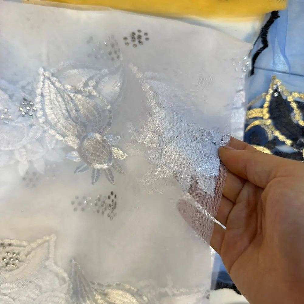 on sale 2025 New African Net Hijab Scarf For Muslim Women African Dubai Islam Headscarf Embroidery Shawls voile - AMULET RING STORE