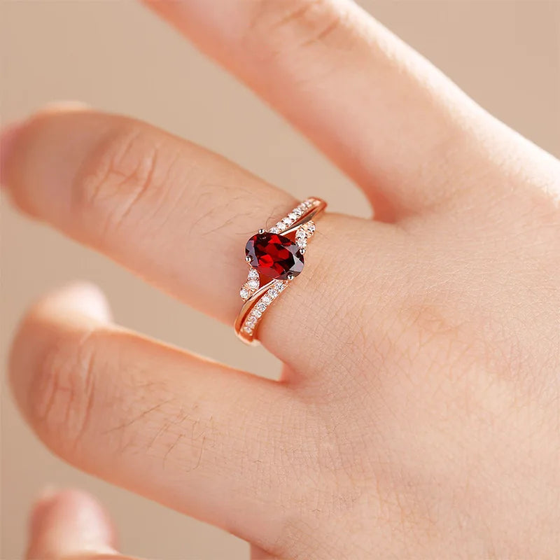 HuiSept Fashion 925 Silver Jewelry Ring with Ruby Zircon Accessories for Women Wedding Promise Party Gift Finger Rings Wholesale