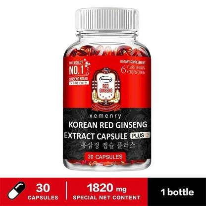 Korean Red Ginseng Supplement - Supports Overall Health, Boosts Energy Production, Relieves Stress, and Strengthens ImmunitySupp - AMULET RING STORE