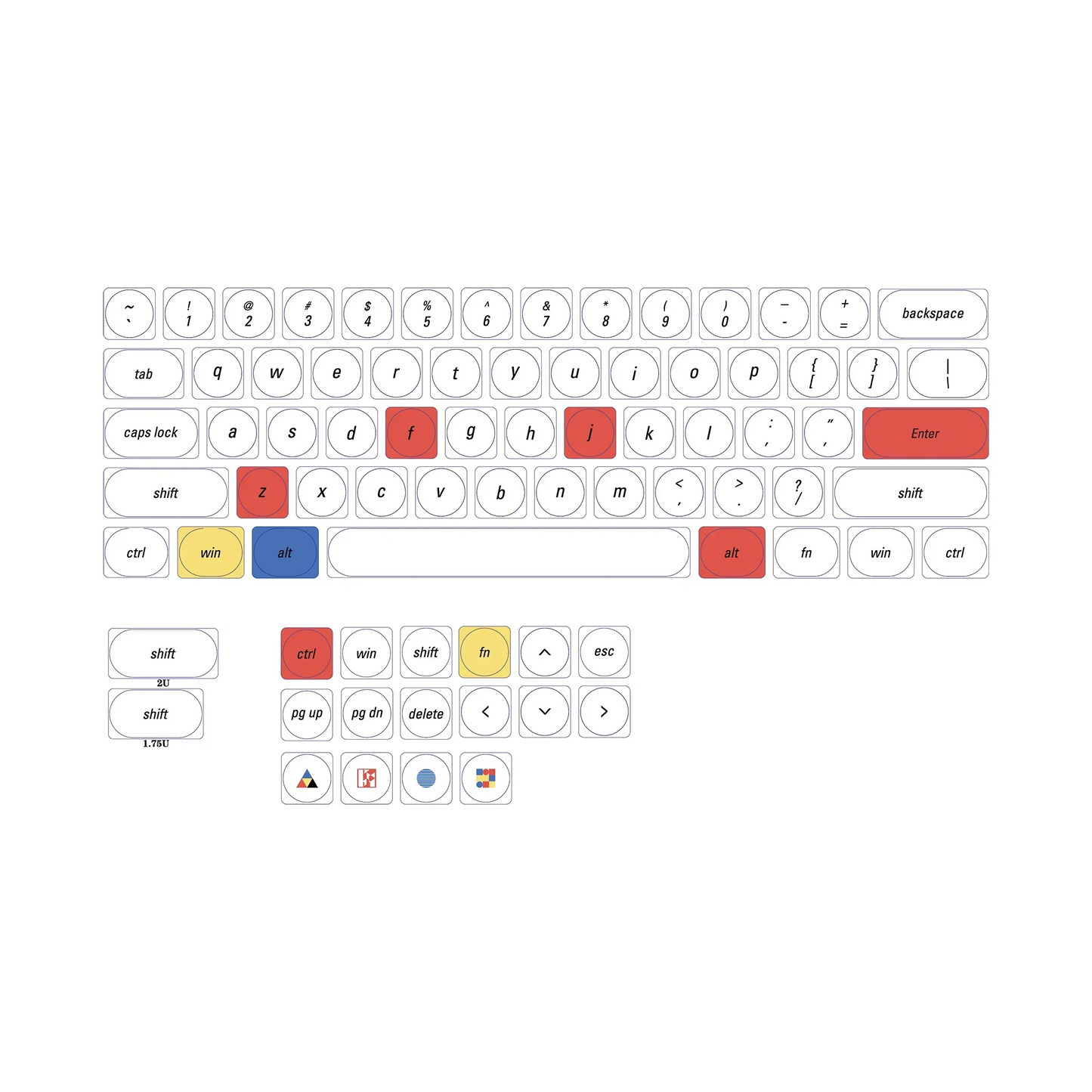 LCK Time Theme Keycaps Set PBT Custom Mondrian Keyboard Cap Low Profile Original Office Gaming KeyCap for Mechanical Keyboard