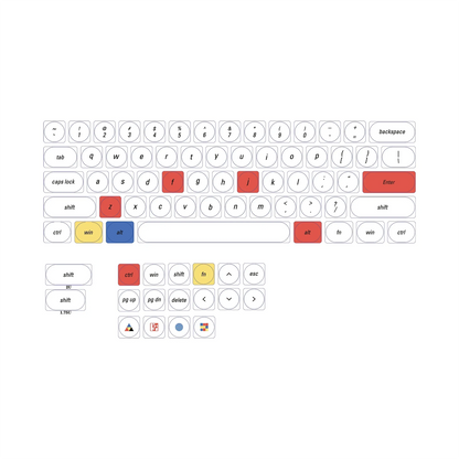 LCK Time Theme Keycaps Set PBT Custom Mondrian Keyboard Cap Low Profile Original Office Gaming KeyCap for Mechanical Keyboard