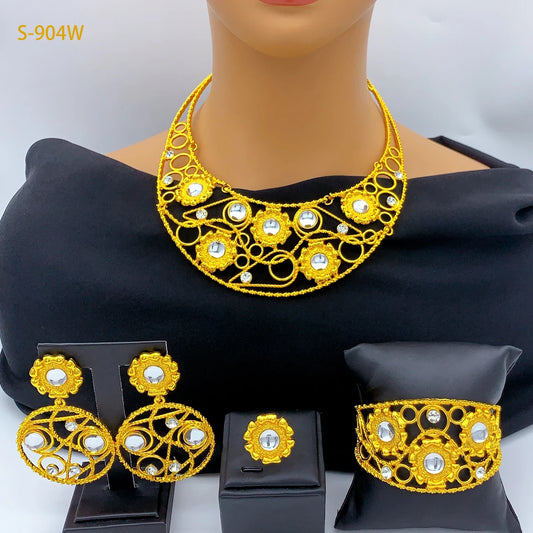Ethiopian 24k Gold Plated Big Pendant Necklaces Set For Women