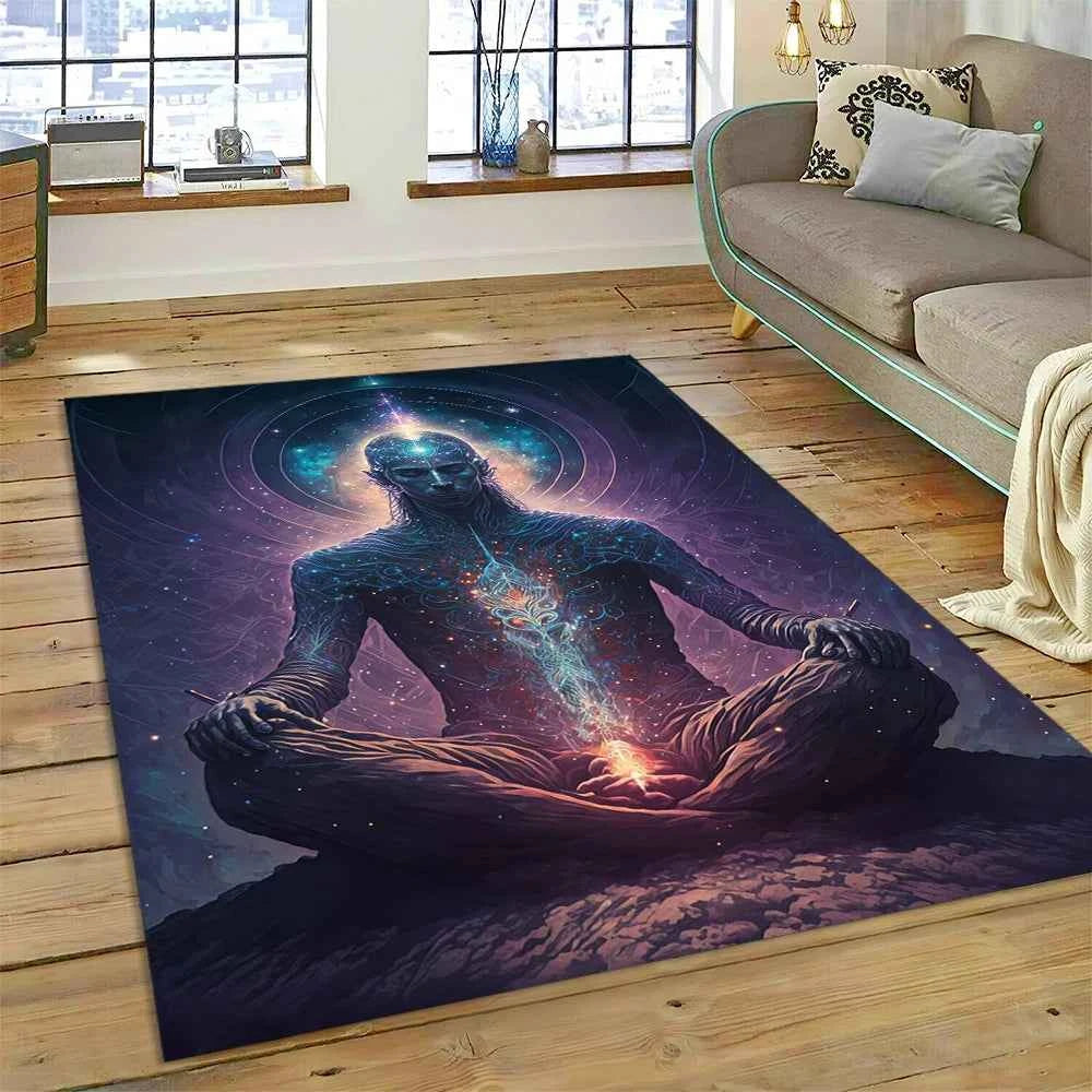 Naturalize Yoga Zen Meditation Rainbow 7 Chakra Carpet Rug for Home Living Room Bedroom Sofa Doormat Decor,Area Rug Non-slip Mat