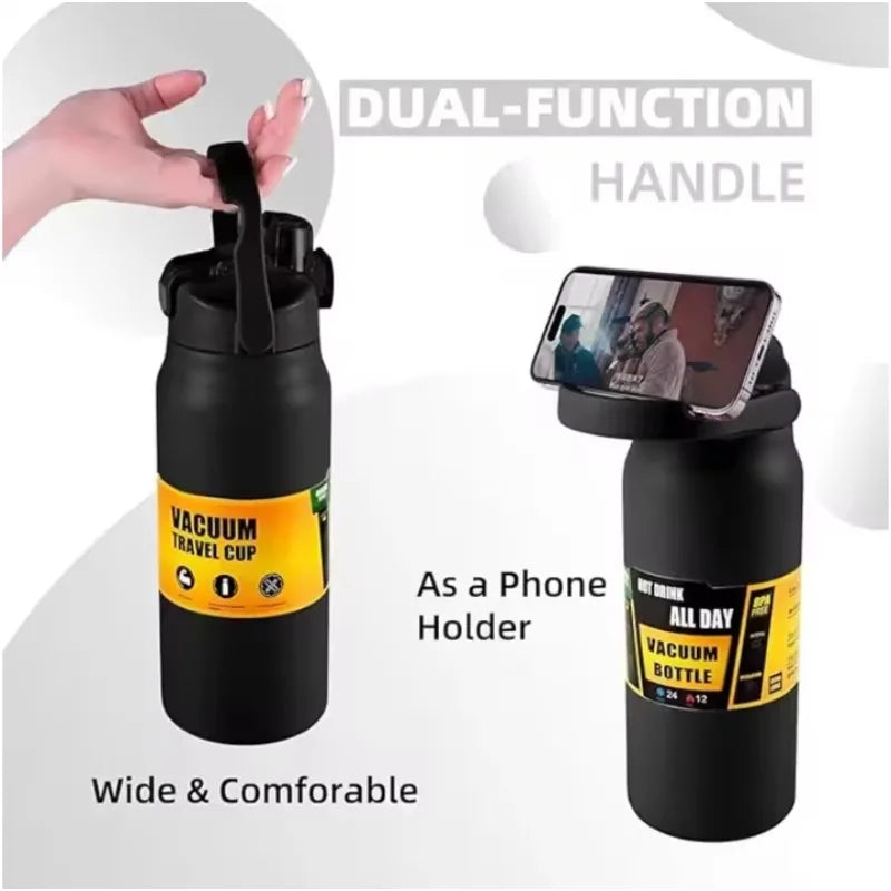 + Portable 304 SS Thermos, Large Capacity, Insulated to Hold Cold/Hot, Ideal for Sports, Hiking & Outdoor Trips - AMULET RING STORE