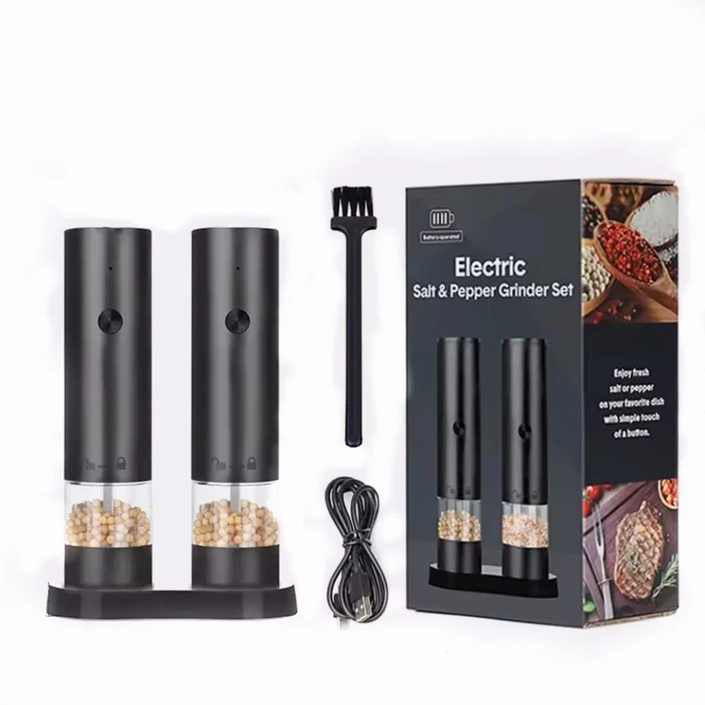 USB Rechargeable Electric Salt and Pepper Grinder Adjustable Coarseness Large Capacity Auto Spices Grinders Kitchen Cooking Tool - AMULET RING STORE