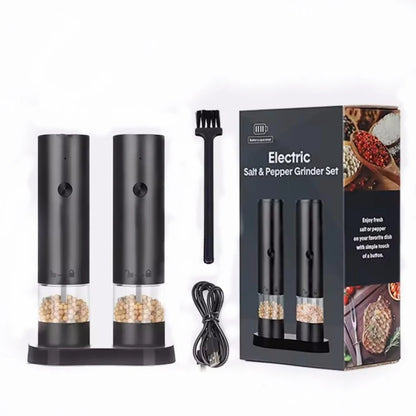 USB Rechargeable Electric Salt and Pepper Grinder Adjustable Coarseness Large Capacity Auto Spices Grinders Kitchen Cooking Tool - AMULET RING STORE