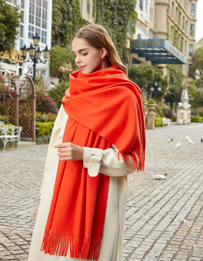 Classic Simple Solid Wool Blend Scarf Women Men Fall Winter High Quality Woolen Shawl Thick Warm Tassel Muffler Female Male Wrap
