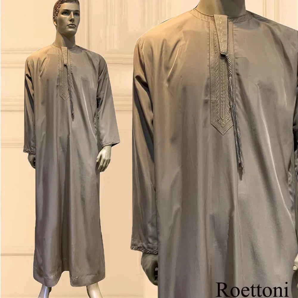 Long Sleeve Aman Abaya 1Piece Jubba Thobe For Men Kaftan Pakistan Muslim Saudi Arabia Djellaba Islam Clothing Prayer Robe Afghan