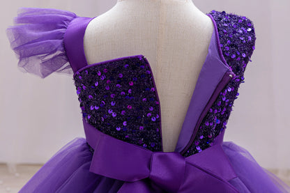 Girls  princess dress 1-5 Y baby Girls wedding sleeveless three-dimensional butterfly mesh carnival birthday party evening dress