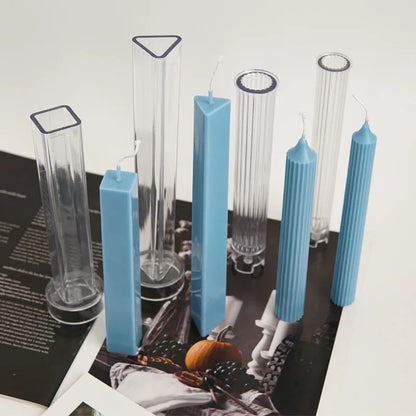 Striped Column Candle Mold Triangle Rectangle Pillar Plastic Mold DIY Candle Making Kit Forms Mold For Home Decoration - AMULET RING STORE