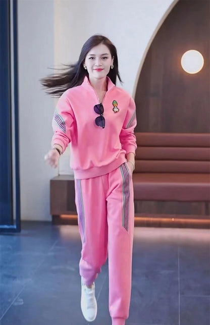 Women's Casual Suit Spring Autumn New Loose Tracksuit Fashion Tops And Pencil Pants 2 Two Piece Set Plus Size Clothing For Women