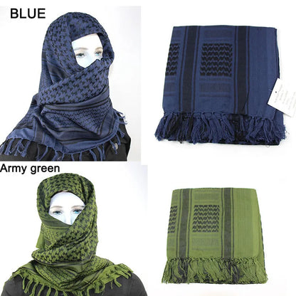 136X133CM Tactical Desert Shemagh Keffiyeh Arab Tessel Scarf Wrap Outdoor Windproof Dustproof Face Protective Scarf Men Women - AMULET RING STORE