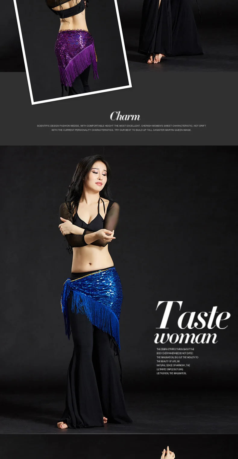 Wholesale Cheap Sexy Women Girls Sequin Triangle Shawl Hip Shawl Belly Dance Belts - AMULET RING STORE