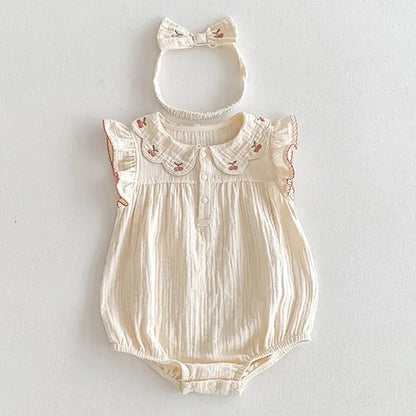 2024 New Summer Toddler Baby Girls Jumpsuit Sleeveless Cotton Solid Color Newborn Baby Girls Romper 0-24M Children Clothes - AMULET RING STORE