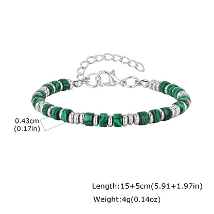 Trendy Unique Natural Stone Beaded Bracelet, Stainless Steel Chain Wristband Bracelet, Classic Tiger Eye Stone Jewelry for Men