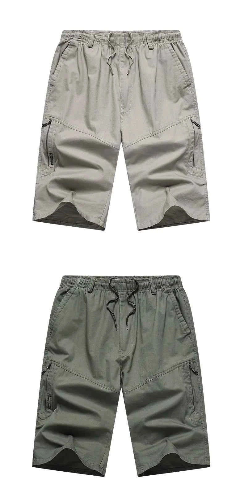 Classic Cargo Shorts Men Zipper Pocket Casual Knee Shorts Loose Straight Cotton Work Shorts Man Clothes