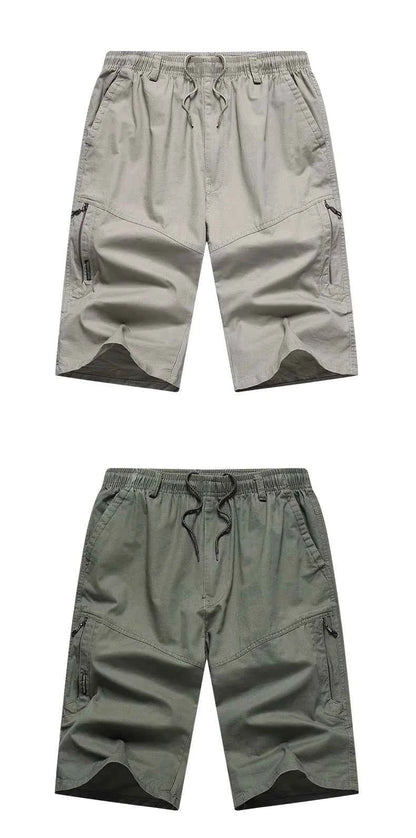 Classic Cargo Shorts Men Zipper Pocket Casual Knee Shorts Loose Straight Cotton Work Shorts Man Clothes