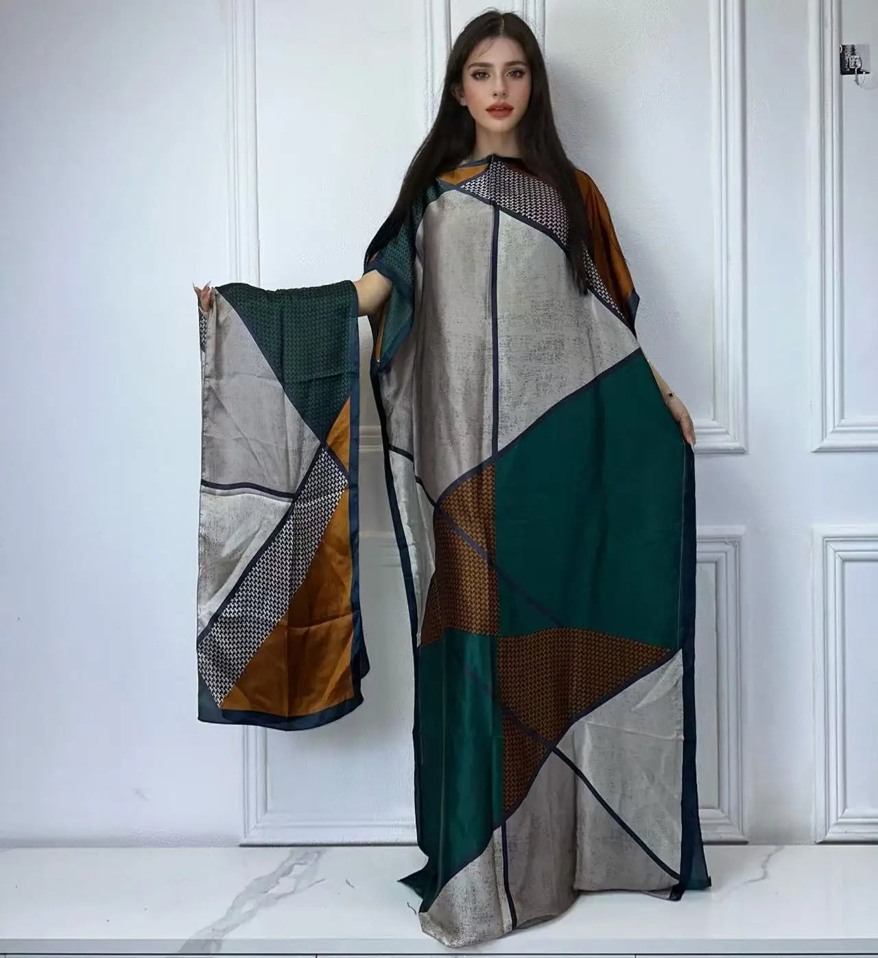 WINYI African Muslim Lady Summer Boho fashion Printed Kaftan holiday Dress loose Streetwear Abaya with belt beach dress