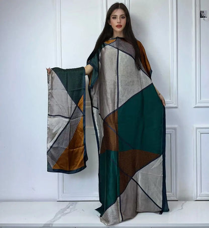 WINYI African Muslim Lady Summer Boho fashion Printed Kaftan holiday Dress loose Streetwear Abaya with belt beach dress