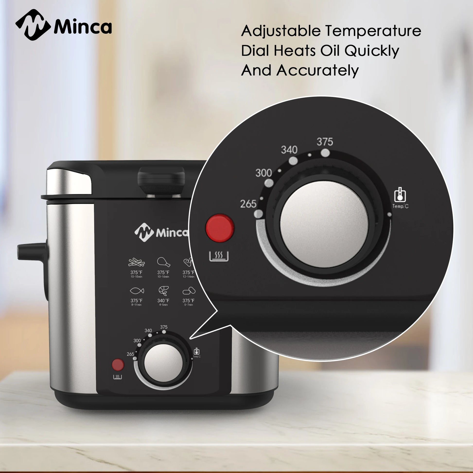 Minca 1.5L Electric Deep Fryer with Viewing Window, Adjustable Temp, Removable Basket, Stainless Steel Body & Cool-Touch Handle - AMULET RING STORE