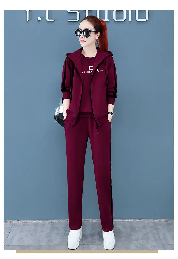 Spring Autumn Women Tracksuit Coats+Sweatshirts+Pants 3Pcs Suit Fashion Outfits Ladies Casual Clothing Sets Loose Sportswear